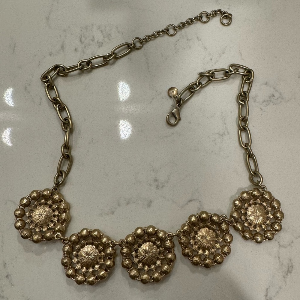 J. Crew Rhinestone Medallion Chain Necklace - Picture 5 of 5